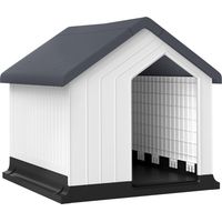 Casetta per Cani Piccoli e Mini da Esterno Impermeabile in Plastica con Finestra, 62x61x60 cm, Grigio