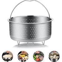 QORVA-Panier à Vapeur, 304 Acier Inoxydable Panier Vapeur, Réutilisable Casserole Vapeur, Insert pour Cuisson à Vapeur avec Poignée, pour la Cuisson des Légumes et des Aliments