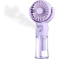 Ventilateur Brumisateur Portable, Mini Ventilateur Portable Rechargeable, Ventilateur Portable à 4 Vitesses, USB Ventilo Portable, Voyage Accessoires pour Extérieur Bureau Camping (Violet)
