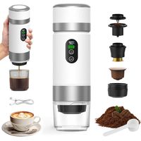 Machine à Cafe Portable,3 En 1 Cafetière à Expresso Chauffage Électrique,12V Expresso Cafetière Rechargeable,Pour Bureau,Voyage, Maison,Compatible avec les Capsules Espresso et Café Moulu, Blanc