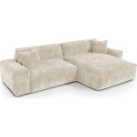 Canapé d'angle droit 4 places en velours gaufré beige CHEER