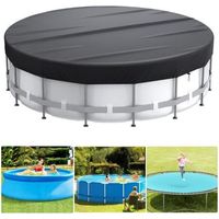 Pair Couverture de piscine, couverture de piscine solaire ronde de 10 pieds pour piscines hors sol, couverture de bain à remous avec boucle de mise à niveau, corde et clous au sol pour améliorer la st
