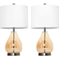 Juego de 2 Lámparas de Mesa Lámparas de Mesita de Noche con Casquillo de Lino E27 Máx. 40W para Salón Ø30x56 cm Blanco