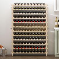 Soges – Casier à vin 12 niveaux – Capacité 120 bouteilles – Dimensions 110 x 30 x 140 cm – En bois massif naturel – Assemblage facile sans vis
