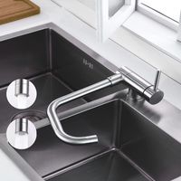 ONECE Robinet de Cuisine Rabattable avec 2 Jets d'eau, Mitigeur Évier Repliable Pivotant à 360°, Robinetterie devant Fenêtre, Robinet Pliable en Acier Inox SS304, Brossé