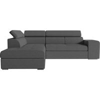 Canapé d'angle SOAN convertible en tissu - Gris foncé - Angle Gauche