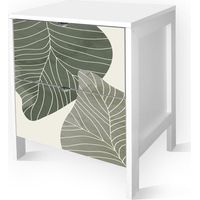 Lupia - Cassettiera Comodino MOBILE ITALY, Stile Minimal in Legno, 2 Cassetti, Stampa FOGLIAME, Adatta a Ogni Stanza, 39x29xH45 cm, organizer Colore Bianco decorato stampato