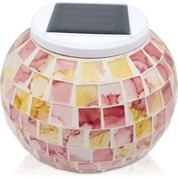 Lampe Solaire Jardin en Jarre Mosaïque Colorée avec Lumière Rouge/Verte/Bleue - Pour Décorer Jardins et Pelouses (1 Lumière Solaire)