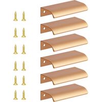 6 poignées d'armoire invisibles, encastrées affleurantes pour tiroirs et portes, entraxe 64 mm.
