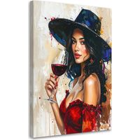 Impresión de Imagen Mujer con sombrero y vino glamour 70x100