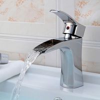 Waschtisch-Armatur mit Wasserfalleffekt, Einhebelarmatur, verchromt