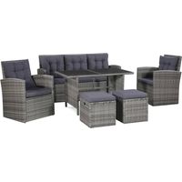 Vidaxl – Salon de jardin 6 pcs en résine tressée gris avec coussins – Structure en bois d'acacia – Confort optimal pour extérieur