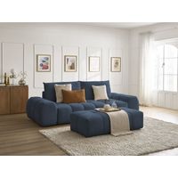 BOBOCHIC - Canapé droit convertible coffre EVEREST tissu chiné avec pouf Bleu foncé
