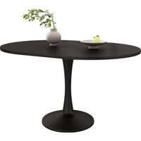 Mesa de Comedor Extensible Ovalada de MDF, Mesa de Comedor y Café, 100/140 x 100 cm, Negro