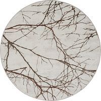 FLOORNOVO Hochflor Teppich rund Blattmuster - Ø 200 cm - Besonders Weicher Teppich Wohnzimmer & Badezimmerteppich - Pflegeleicht - vielseitig einsetzbar im Innenbereich