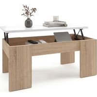 Mesa de centro elevable con almacenaje 100x45-56 cm Vita Roble Canadian - Blanco Artik (Blanco Mate) 50cm (ancho) x 45cm (alto)