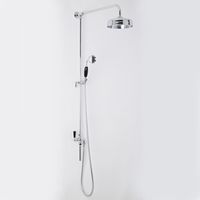 Hudson Reed – Colonne de douche rétro avec pommeau pluie fixe 19,4 cm – Finition chromée et noire – Flexible 1,5 m pour usage professionnel