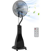 Ventilador de pedestal con humidificación – Silencioso – Portátil – Control remoto – Negro