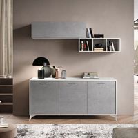 Madia 3 ante battenti Baster linea Prevaling finitura Argento e Bianco Frassino