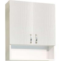 Savini Pensile Bagno 2 Ante con Vano - Bianco Nordico -59x22x71 cm