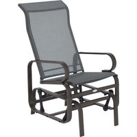 Mecedora de exterior – Estructura metálica resistente – Cómoda mecedora – Gris y marrón