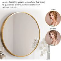 Specchio da parete, specchio circolare Ohjijinn da parete, specchio da parete rotondo da 60 cm con cornice in alluminio spazzolato oro per ingresso, bagno, toilette, soggiorno, camera da letto