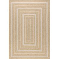 Indoor/outdoor beige rug with jute hessian effect and patterns 160 x 230 cm - Daymo