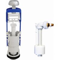 Conjunto mecanismo de WC de simple descarga interrumpible y válvula de flotador silenciosa REGIPLAST