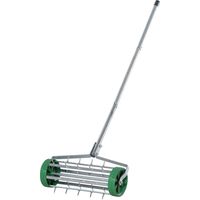 Aérateur de pelouse manuel 43,5 cm, plateau de rangement, aération sol, pour jardins et sols compactés