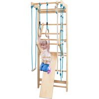 COSTWAY Escalera Sueca Barras de Pared 80x60x220cm Madera Espaldera para Gimnasio Fitness Casa Deportiva Carga hasta 100kg