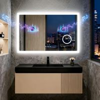 LUVODI Smart LED Bathroom Mirror with Bluetooth Speaker, Digital Display, 3x Magnifier - 80cm x 60cm