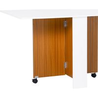 Tavolo Pieghevole Salvaspazio con Ruote Bianco e Legno 120x80x73 cm
