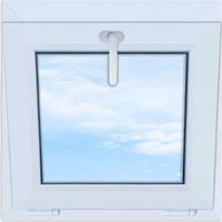 Ventana de PVC blanca, abatible, 60x60, nueva, 600x600, abatible desde la parte superior, doble acristalamiento