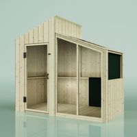 Maison de jeu pour enfant en bois non traité 185 x 102 cm – Espace de jeu créatif – Poids maximum 50 kg – Pour usage domestique