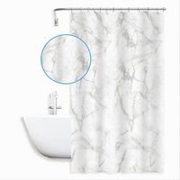 Tenda Doccia Vasca Bagno Impermeabile Marmo Bianco 180x200cm Con 12 Anelli 87593