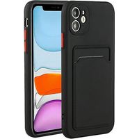 Coque de protection antichoc en TPU noir avec emplacement pour carte pour iPhone 12