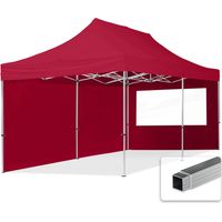 Gazebo Pieghevole Giardino 3x6m - 2 laterali Alluminio Telo idrorepellente Padiglione Mercati Sagre rosso