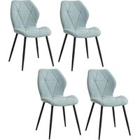 Wokaka Set di 4 sedie - Sedia da pranzo vintage a forma di diamante - Sedia in lino - Gambe in metallo (Menta)