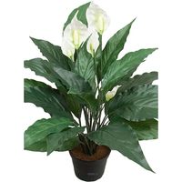 Spathiphyllum artificiel en pot H 43 cm 20 feuilles et 5 fleurs