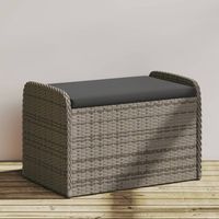 Vidaxl – Banc de rangement avec coussin gris 80x51x52 cm – Résine tressée résistante aux intempéries – Espace de rangement étanche – Confort d'assise