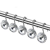 Set di 12 ganci decorativi per tenda da doccia - Acciaio inossidabile - Con strass - Acrilico