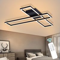 GBLY Lámpara de Techo LED Sala 42W Continuamente Regulable Negra Moderna Diseño Rectangular Para Dormitorio Cocina Oficina