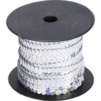 Corde de Paillettes Argent Laser 6mm en Résine Plastique - Rouleau Décoratif de 100 Yards