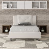 Letto una piazza e mezza senza rete imbottito 120x210 similpelle bianco Appia