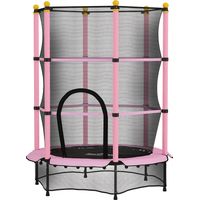 Trampolino per bambini con rete sicurezza e pali imbottiti Ø140 x 190 cm, rosa