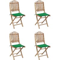 Mobilier à dîner d'extérieur pliable 5 pcs Mobilier de jardin avec coussins bambou