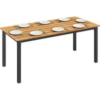 Table de jardin pour 6 à 8 personnes, table à manger extérieure plateau à lattes en bois massif, 180x86x74cm, teck