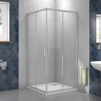 90X90X185cm Duschkabine Duschabtrennung Eckeinstieg Schwingtür Duschtür Electro-coating White mit Duschtass