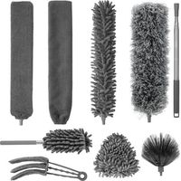 9 x Telescopic Duster Duster, Washable, Telescopic Wolf Head, Retractable up to 245 cm, Suitable for Ceiling Gaps and Ceiling Fans and Spider Cloths