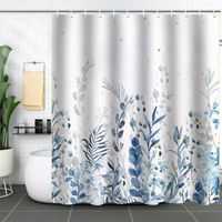 Shower Curtains for Bathroom,Watercolor Plant Leaf Shower Curtain, with Hooks, Waterproof Fabric Shower Curtains